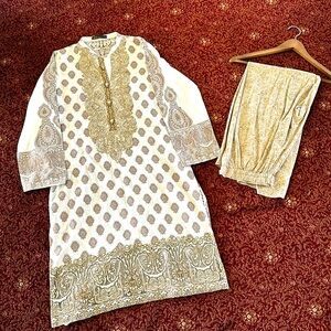 White Limelight Kameez and Shalwar- Pakistani Suit